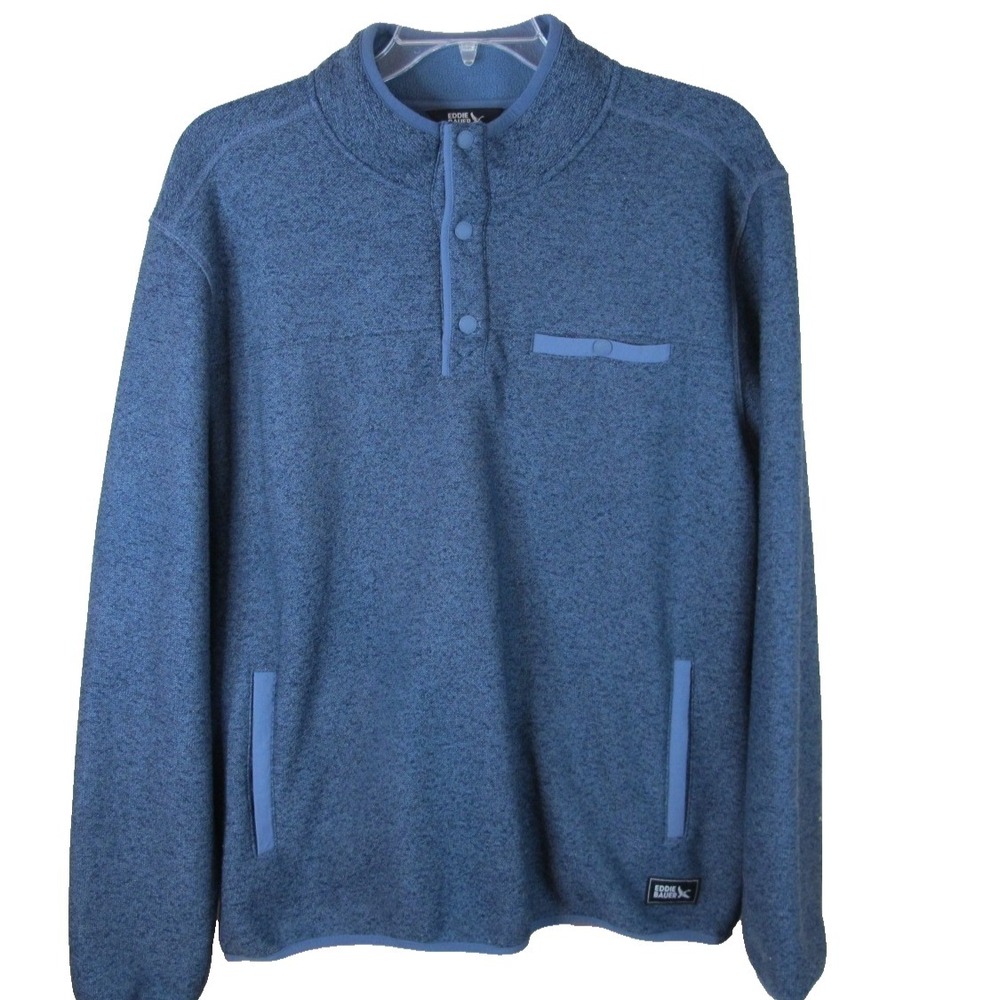 Eddie Bauer Quarter Snap Fleece Pullover Men's‎ Size XL Blue Sweater
